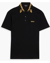 Versace - Embroidered Cotton-piqué Polo Shirt - Lyst