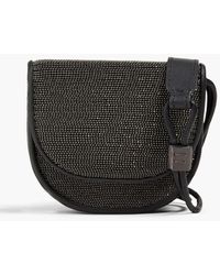 Brunello Cucinelli - Bead-embellished Leather Shoulder Bag - Lyst