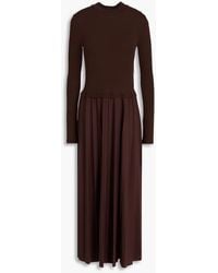 Claudie Pierlot - Midikleid aus jersey mit rippstrick-einsätzen - Lyst