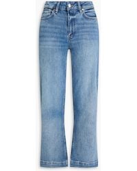 PAIGE - Leenah Ankle Cropped Faded High-Rise Wide-Leg Jeans - Lyst