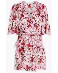 IRO - Carlina Wrap-effect Ruffled Silk And Cotton-blend Mini Dress - Lyst