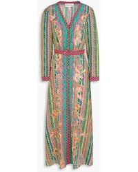 Saloni - Lea Floral-Print Silk Midi Shirt Dress - Lyst