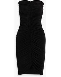 Norma Kamali - Trägerloses kleid aus stretch-jersey mit raffungen - Lyst