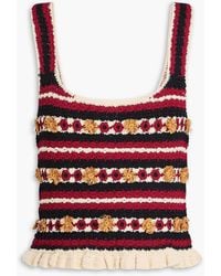 Claudie Pierlot - Floral-appliquéd Crochet-knit Top - Lyst