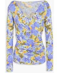 Dries Van Noten - Draped Floral-print Jersey Top - Lyst
