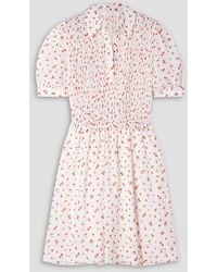 See By Chloé - Winona Shirred Printed Georgette Mini Dress - Lyst