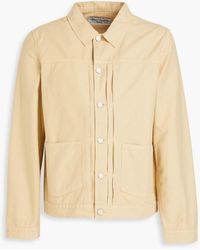 Officine Generale - Plissiertes kleid aus baumwollpopeline mit floralem print - Lyst