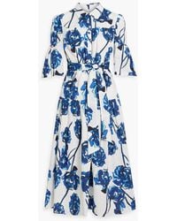 Diane von Furstenberg - Aveena Floral-print Broderie Anglaise Cotton Midi Shirt Dress - Lyst