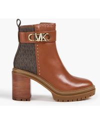 MICHAEL Michael Kors - Parker Embellished Smooth And Textured-leather Ankle Boots - Lyst