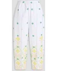 Charo Ruiz - Lya Cropped Embroidered Cotton-Blend Tapered Pants - Lyst