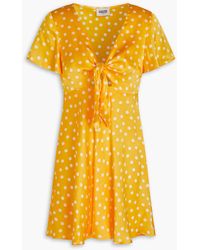 Claudie Pierlot - Cutout Knotted Polka-dot Silk-satin Mini Dress - Lyst
