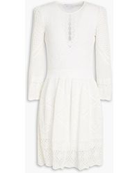 Alberta Ferretti - Cutout Pointelle-knit Cotton Mini Dress - Lyst