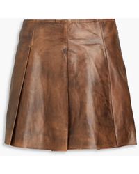 REMAIN Birger Christensen - Pleated Leather Mini Skirt - Lyst