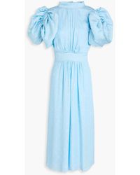 ROTATE BIRGER CHRISTENSEN - Open-Back Polka-Dot Hammered-Satin Midi Dress - Lyst