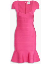 Hervé Léger Fluted Bandage Dress - Pink