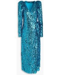 ROTATE BIRGER CHRISTENSEN - Sequined Tulle Midi Wrap Dress - Lyst