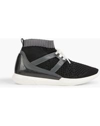 Bally - Aveline Leather-trimmed Stretch-knit High-top Sneakers - Lyst