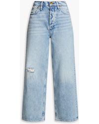 Rag & Bone - Malvern Cropped Distressed High-rise Wide-leg Jeans - Lyst