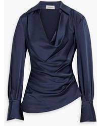 Jonathan Simkhai - Symone Draped Satin-Crepe Blouse - Lyst