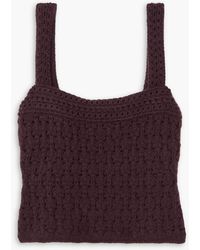 Vince - Cropped Crochet-knit Wool And Cashmere-blend Top - Lyst