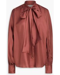 Zimmermann - Pussy-Bow Silk-Twill Blouse - Lyst