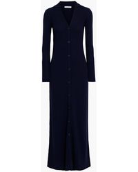 Iris & Ink Meline Ribbed Merino Wool Maxi Dress - Blue