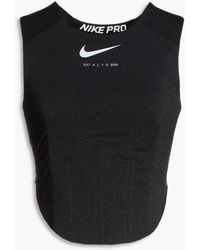 Nike Cropped Printed Metallic Stretch-jersey Tank - Black