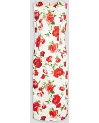 Carolina Herrera - Floral-print Cotton-blend Twill Midi Dress - Lyst