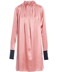 ROKSANDA Carolina Gathered Two-tone Silk-charmeuse Dress - Pink