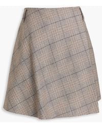 Brunello Cucinelli - Wrap-Effect Prince Of Wales Checked Wool-Blend Mini Skirt - Lyst
