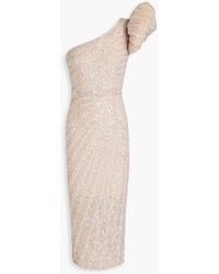 Rachel Gilbert - Phoebe One-shoulder Embellished Tulle Midi Dress - Lyst