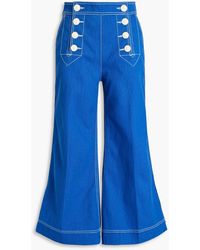 Zimmermann - Embroidered High-rise Kick-flare Jeans - Lyst