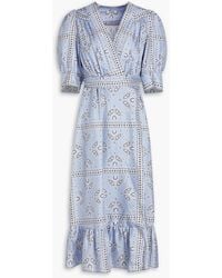 Sandro - Enrika Gathered Paisley-print Silk-twill Midi Wrap Dress - Lyst
