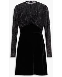 Sandro - Crystal-embellished Tulle-paneled Velvet Mini Dress - Lyst