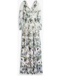 Marchesa - Pleated Embroidered Tulle Gown - Lyst