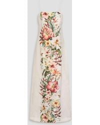 Zimmermann - Cutout Floral-print Linen Midi Dress - Lyst