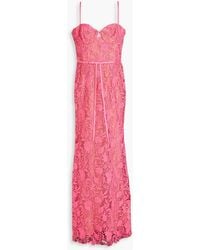 Marchesa - Satin-trimmed Guipure Lace And Tulle Gown - Lyst