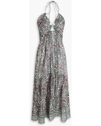Isabel Marant - Midikleid "birona" aus krepon aus einer baumwoll-seidenmischung mit paisley-print und cut-outs - Lyst