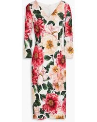 Dolce & Gabbana - Floral-print Stretch-crepe Dress - Lyst