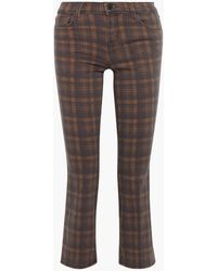 J Brand Selena Checked Mid-rise Kick-flare Jeans - Brown