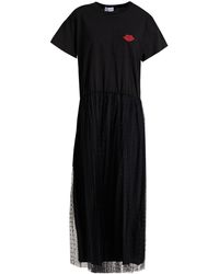 RED Valentino - Point D'esprit-paneled Gathered Cotton-jersey Midi Dress - Lyst