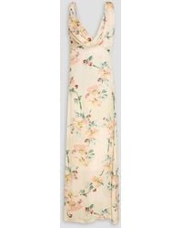 TOTEME - Draped Floral-Print Satin Maxi Dress - Lyst