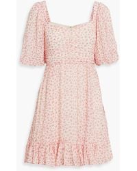 byTiMo - Ruched Floral-print Chiffon Mini Dress - Lyst