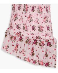 LoveShackFancy - Varana Asymmetric Floral-print Cotton Mini Skirt - Lyst