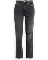 RE/DONE - 70s Stove Cropped Distressed High-rise Straight-leg Jeans - Lyst