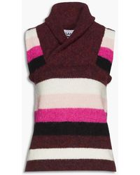 Ganni - Paneled Striped Knitted Vest - Lyst