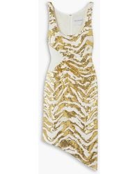 Halpern - Asymmetric Tiger-print Sequined Tulle Dress - Lyst