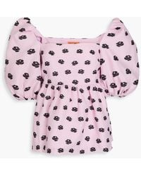 Stine Goya - Kinsley oberteil aus floralem jacquard mit schößchen - Lyst