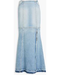 RE/DONE - Column Frayed Denim Maxi Skirt - Lyst