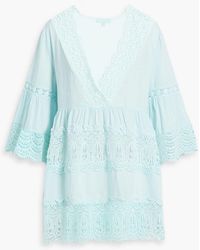 Melissa Odabash - Vanessa Crocheted Lace And Cotton-voile Mini Dress - Lyst